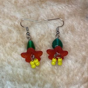 Handmade Red Lily Earrings